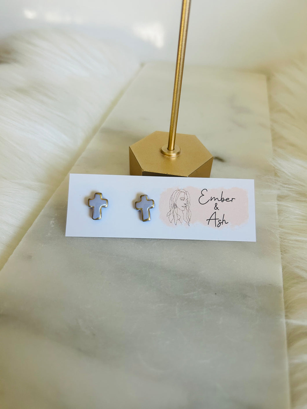 Cross Studs Lavender/Gold Trim