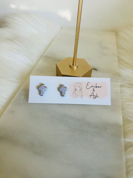 Cross Studs Lavender/Gold Trim